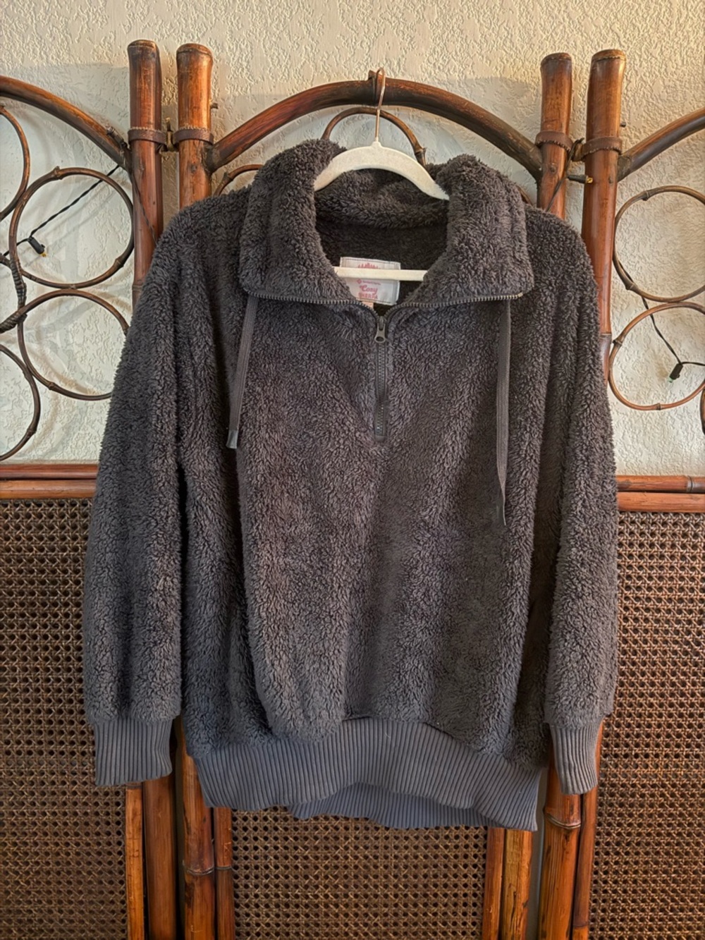 Cozy Half-Zip Sherpa Pullover - Charcoal